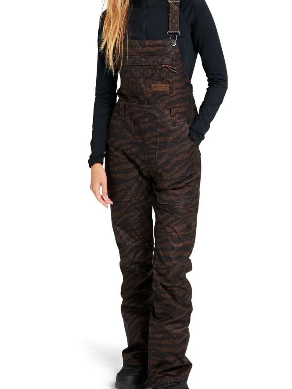 Burton Women's Brown Tiger-Print Bib Overalls